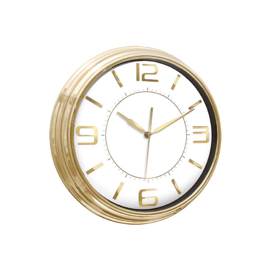 5036243 SEZAR401 ALTIN-BEYAZ METALİZE ÇERÇEVE DUVAR SAATİ (380 MM)